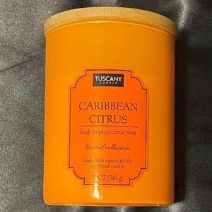 NEW TUSCANY CANDLE LIMITED COLLECTION CARIBBEAN CITRUS ESSENTIAL OILS SOY CANDLE